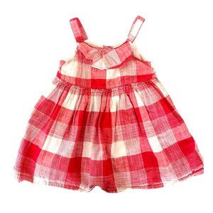 Gymboree 12-18 Months Baby Girls Red White Plaid Sleeveless Dress 100% Cotton